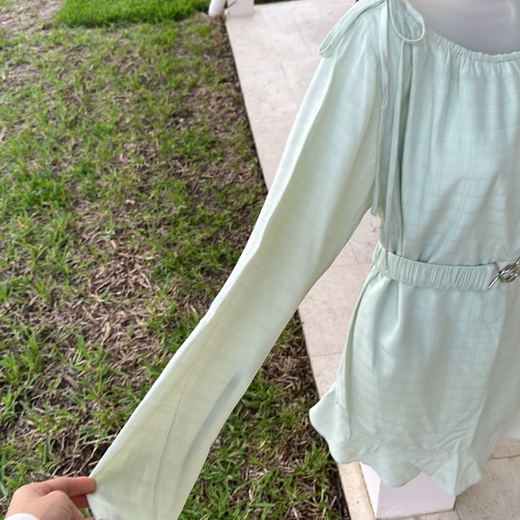 Mint colored belted boatneck with adjustable ties mini dress by Camila Coelho - Picture 5 of 12